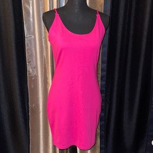 Sexy hot pink simple spaghetti strap dress